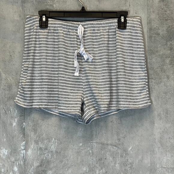 NICOLE MILLER Women's Gray-White Striped Lightweight Elastic Pijama Shorts SZ M - Picture 1 of 8